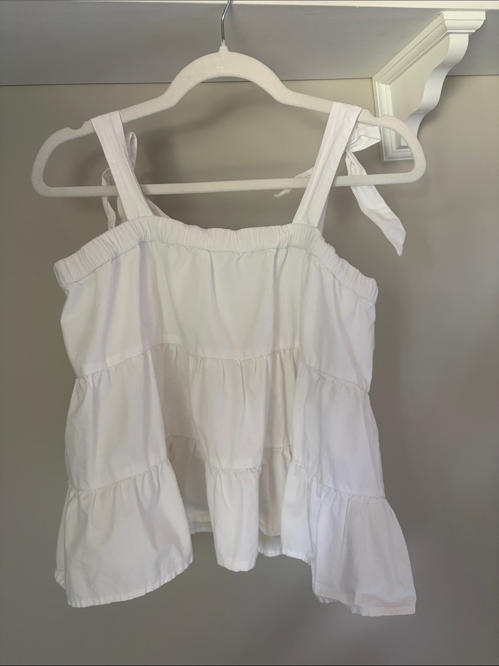 AE White Tiered Tie-Strap Summer Tank